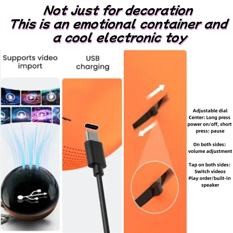 Creative 3D Crystal Ball Video Play Display Room Desktop Art Aesthetics Kawaii Children'S Home Decoration Accessories Gifts